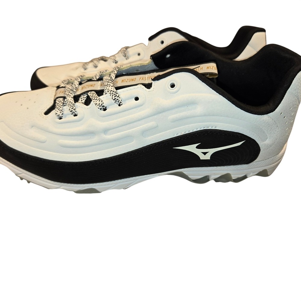 Mizuno Wave Baseball Cleats Mens 11 White Black Metal Spikes 11GM236009 - Picture 3 of 11
